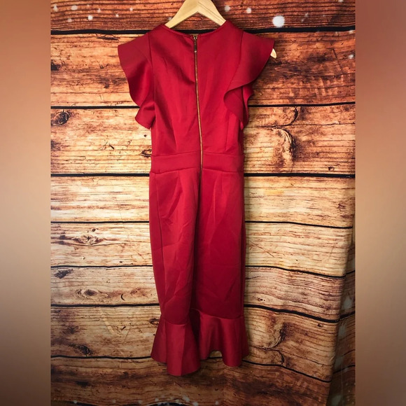 Red Ruffle Detail Dress - Picture 10 of 14